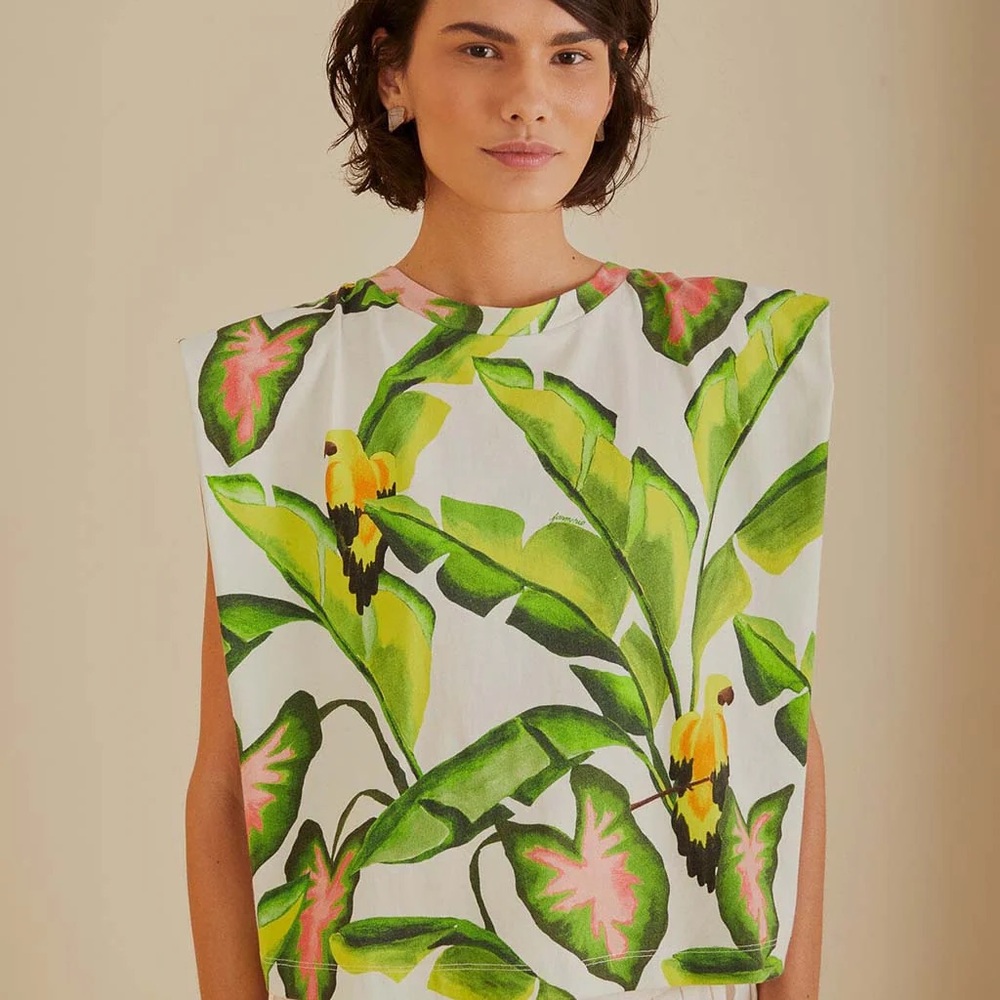 Farm Rio Palm Print Top